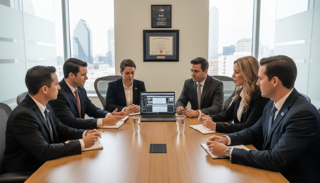 Complete Legal team meeting with law firm clients in Dallas