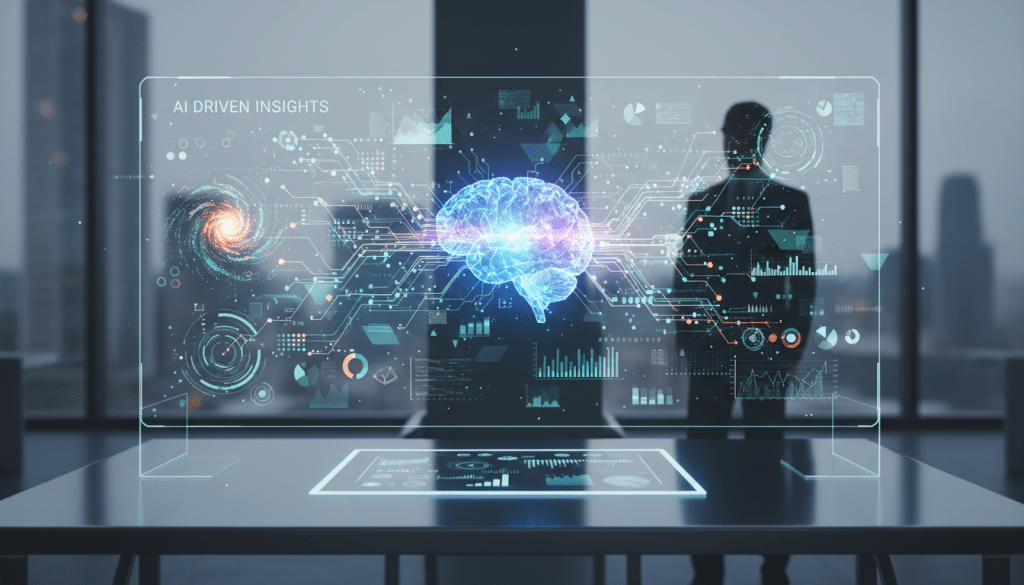 Futuristic technology visualization representing AI and advanced analytics