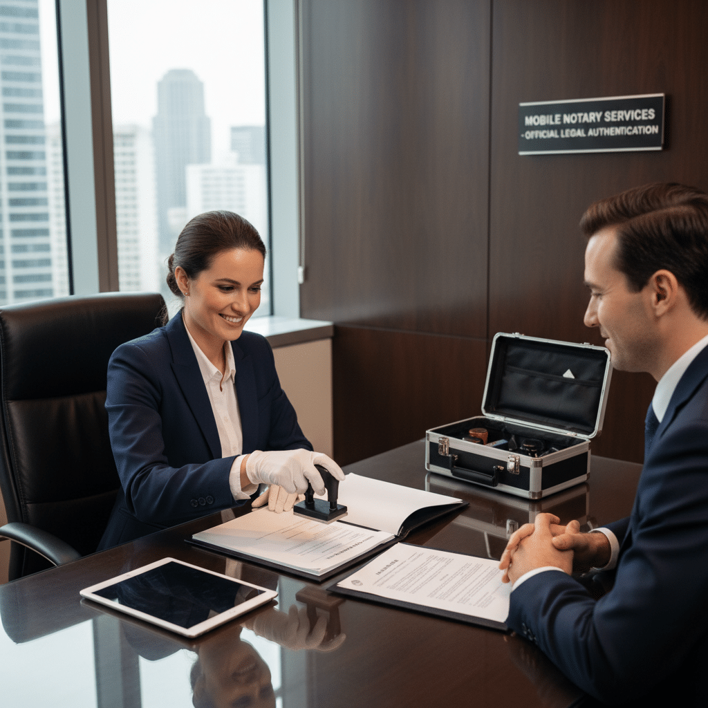 Mobile notary providing notarization services