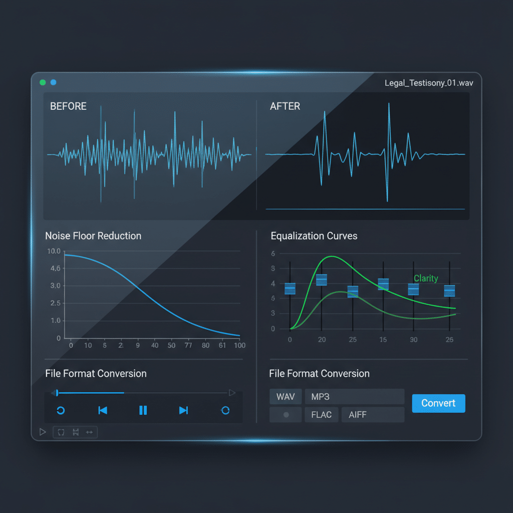Professional audio enhancement software for legal recordings