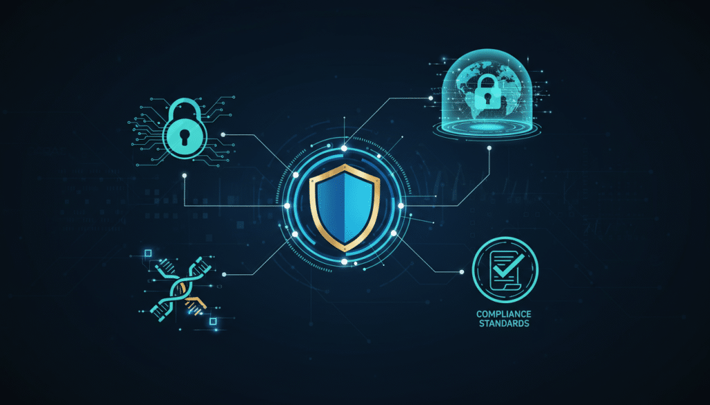 Security and compliance icons representing data protection measures