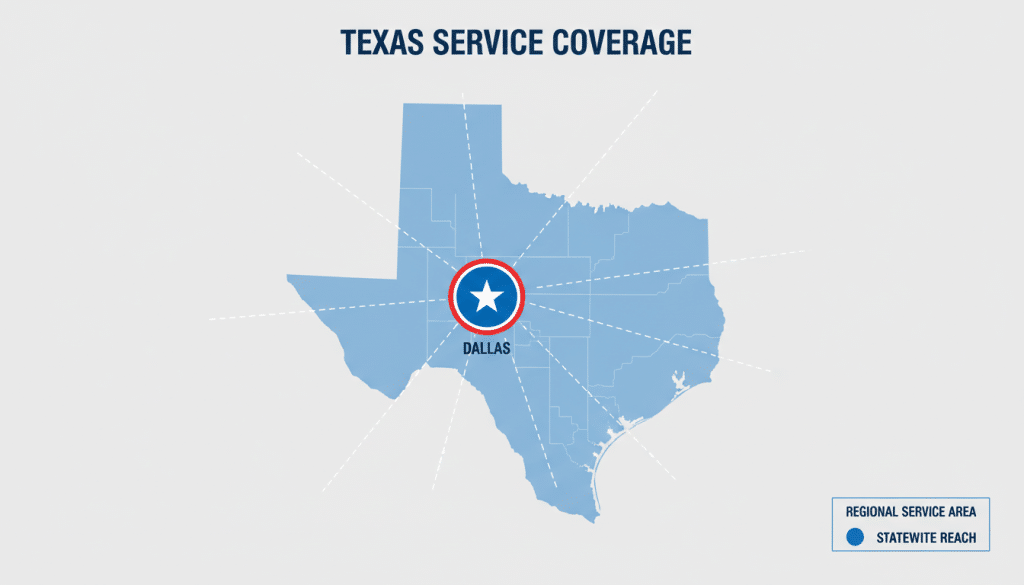 Texas map showing statewide record retrieval service coverage area